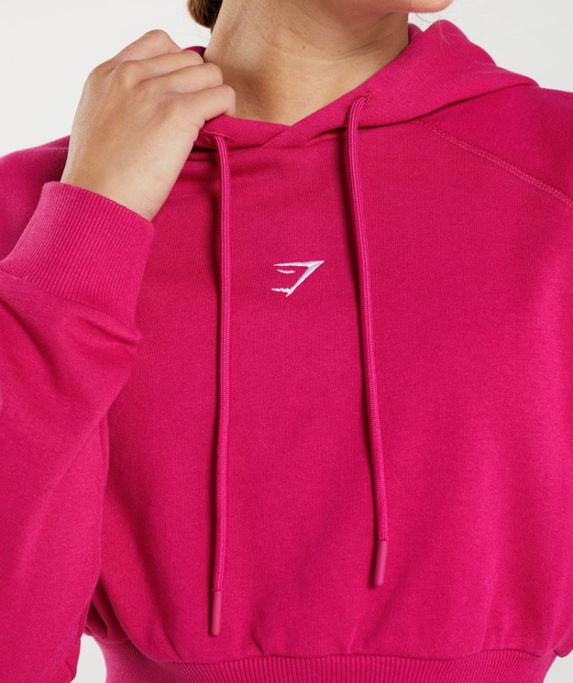 Women's Gymshark Training Cropped Hoodie Fuchsia | NZ 4RZKVL